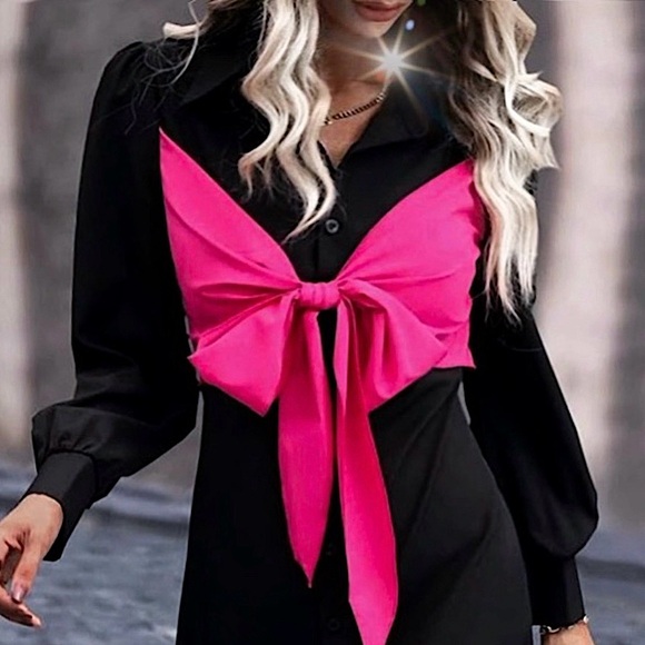 Fall Line Women’s BowTie Shirt Dress - Picture 9 of 16